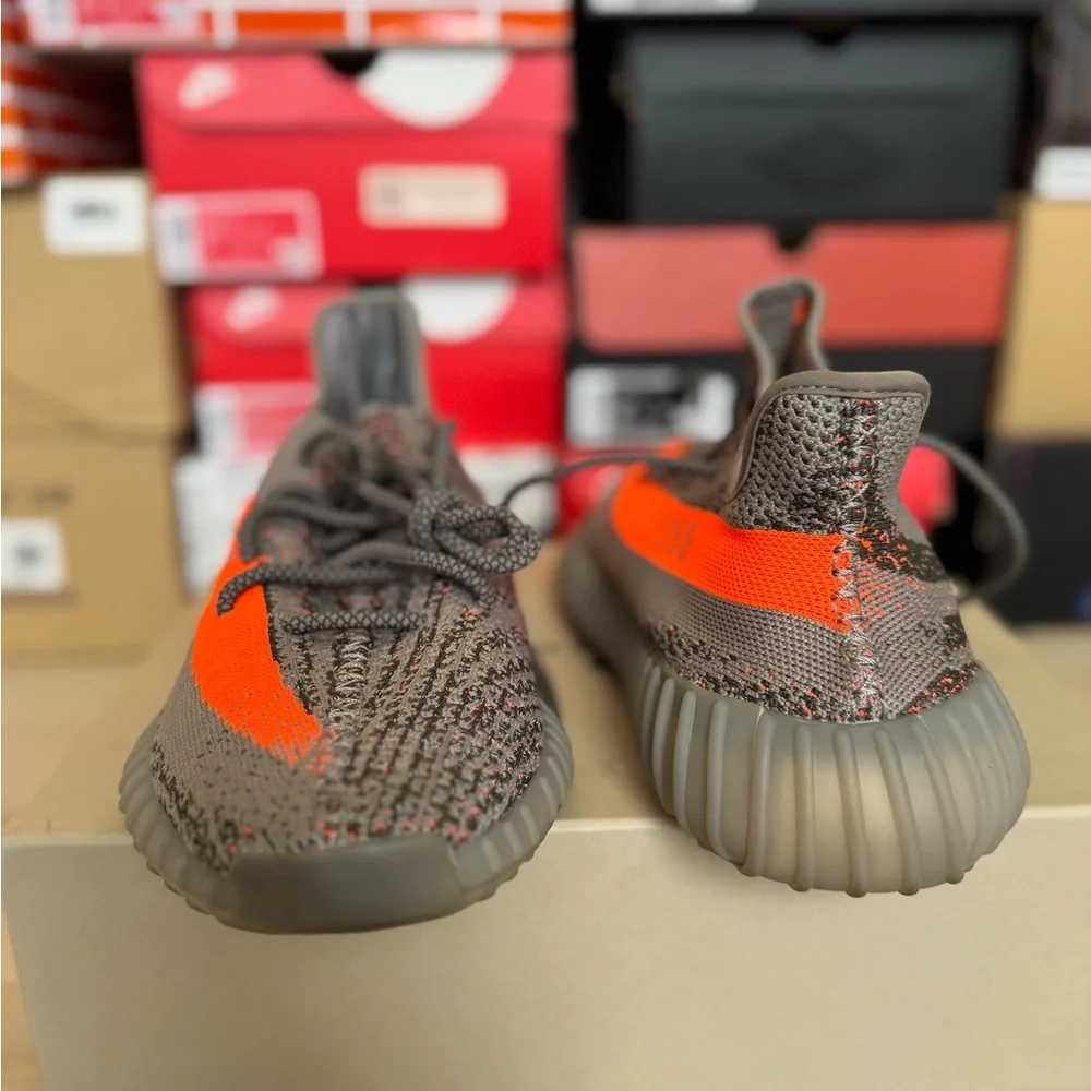 adidas Yeezy Boost 350 V2 Grey with Bright Orange Stripe
